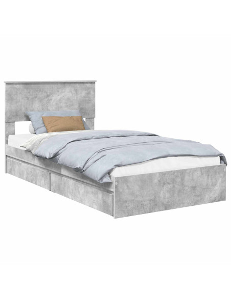 Letto con Contenitore con testiera Grigio cemento 100 x 200 cm