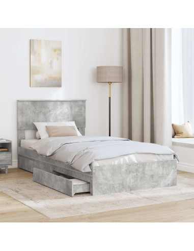 Letto con Contenitore con testiera Grigio cemento 100 x 200 cm