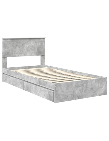 Letto con Contenitore con testiera Grigio cemento 100 x 200 cm