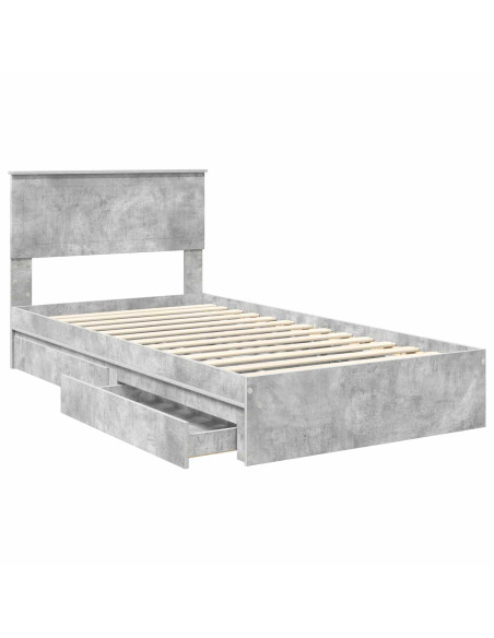 Letto con Contenitore con testiera Grigio cemento 100 x 200 cm