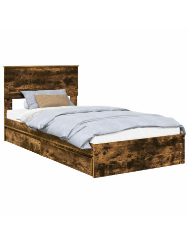 Letto con Contenitore con testiera Rovere fumé 100 x 200 cm