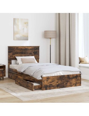 Letto con Contenitore con testiera Rovere fumé 100 x 200 cm