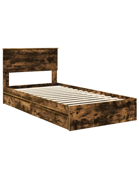 Letto con Contenitore con testiera Rovere fumé 100 x 200 cm