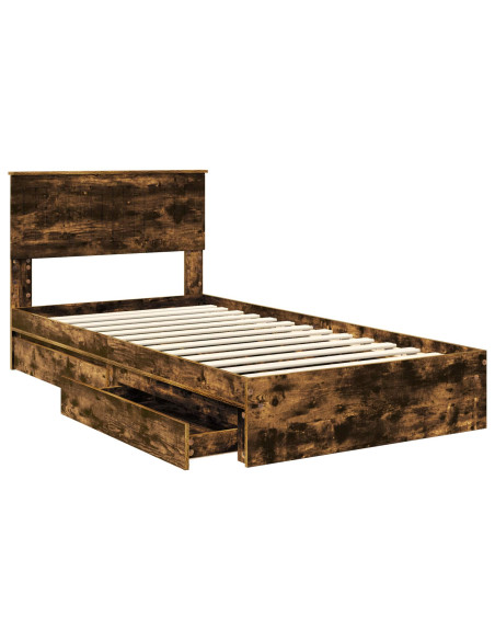 Letto con Contenitore con testiera Rovere fumé 100 x 200 cm