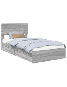 Letto con Contenitore con testiera Grigio Sonoma 100 x 200 cm 2