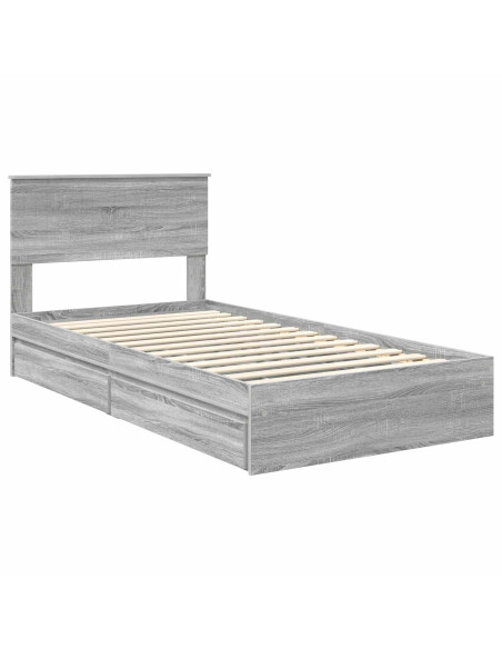 Letto con Contenitore con testiera Grigio Sonoma 100 x 200 cm