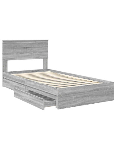 Letto con Contenitore con testiera Grigio Sonoma 100 x 200 cm
