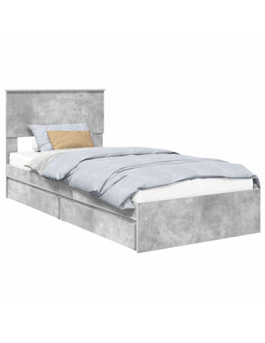 Letto con Contenitore con testiera Grigio cemento 90 x 200 cm