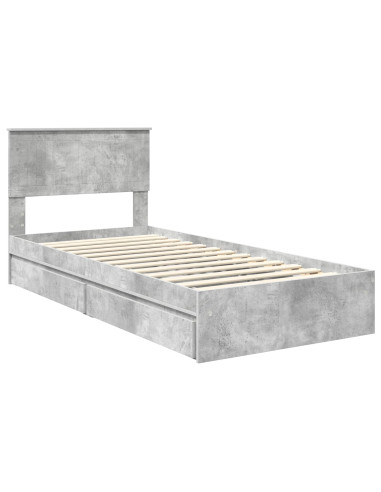 Letto con Contenitore con testiera Grigio cemento 90 x 200 cm