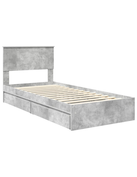 Letto con Contenitore con testiera Grigio cemento 90 x 200 cm