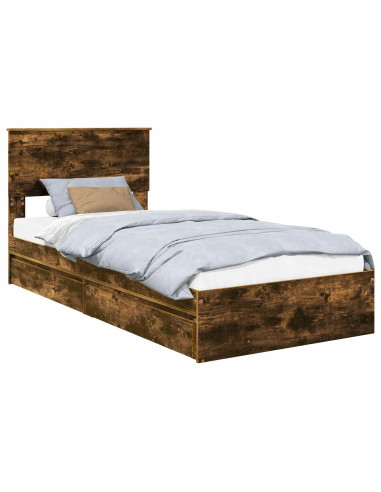 Letto con Contenitore Rovere fumé 90 x 200 cm Legno multistrato