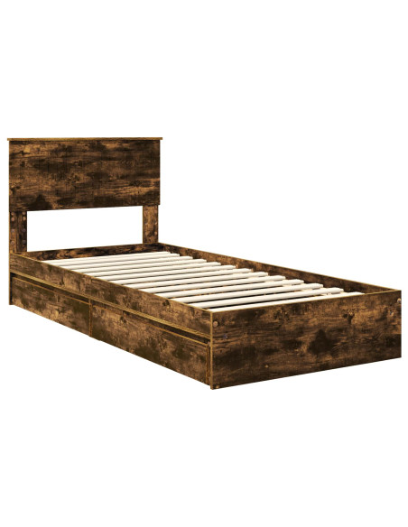 Letto con Contenitore Rovere fumé 90 x 200 cm Legno multistrato