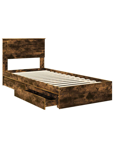 Letto con Contenitore Rovere fumé 90 x 200 cm Legno multistrato