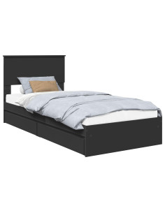 Letto con Contenitore Nero 90 x 190 cm Legno multistrato 2