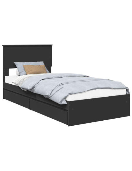 Letto con Contenitore Nero 90 x 190 cm Legno multistrato