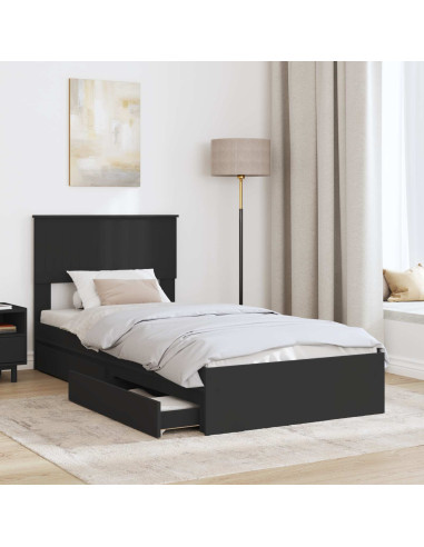 Letto con Contenitore Nero 90 x 190 cm Legno multistrato