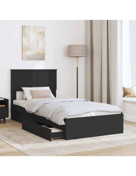 Letto con Contenitore Nero 90 x 190 cm Legno multistrato