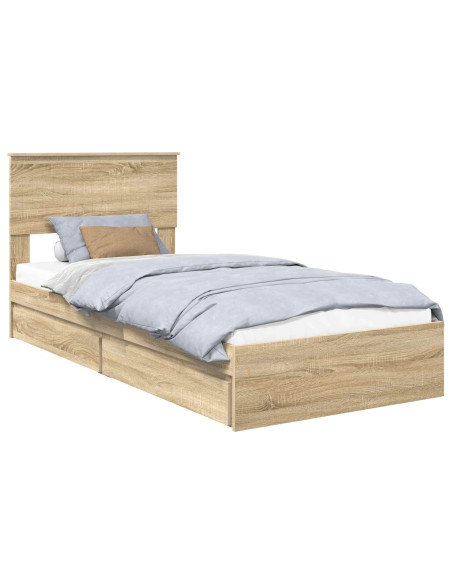 Letto con Contenitore con testiera Rovere Sonoma 90 x 190 cm