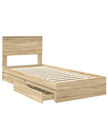 Letto con Contenitore con testiera Rovere Sonoma 90 x 190 cm
