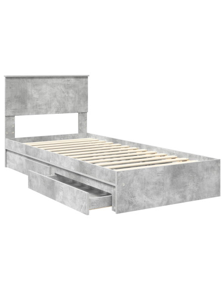 Letto con Contenitore con testiera Grigio cemento 90 x 190 cm