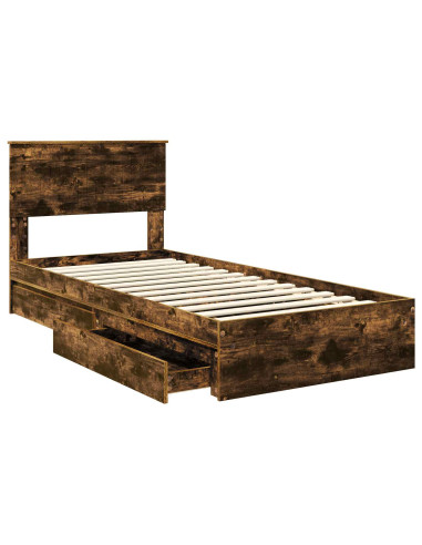 Letto con Contenitore Rovere fumé 90 x 190 cm Legno multistrato