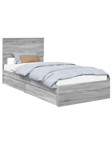 Letto con Contenitore con testiera Grigio Sonoma 90 x 190 cm