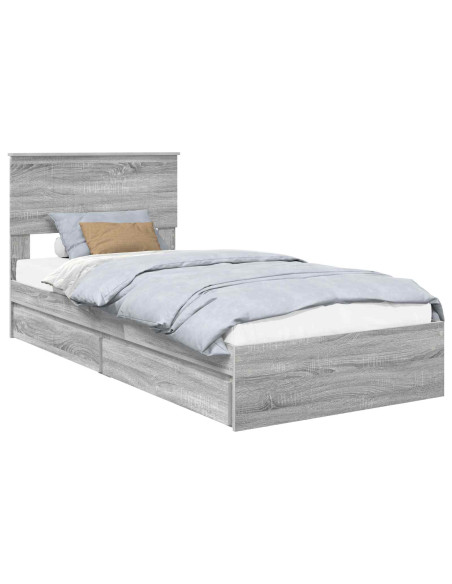 Letto con Contenitore con testiera Grigio Sonoma 90 x 190 cm