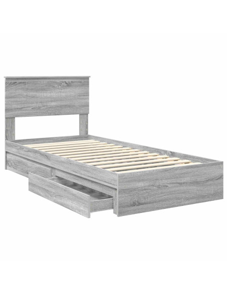 Letto con Contenitore con testiera Grigio Sonoma 90 x 190 cm