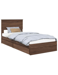 Letto con Contenitore con testiera Rovere Marrone 90 x 190 cm 2