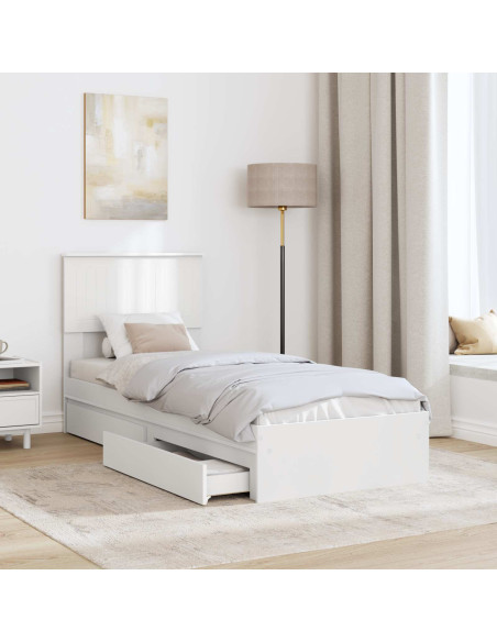 Letto con Contenitore Bianco 75 x 190 cm Legno multistrato