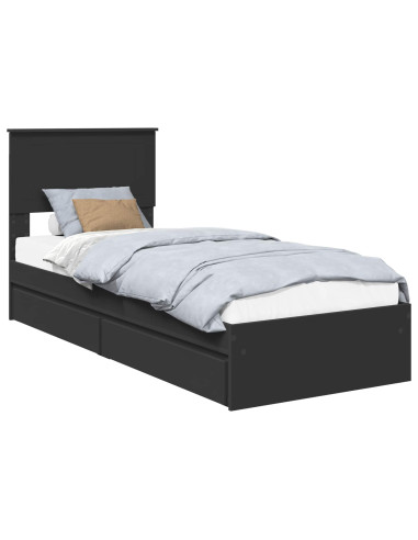 Letto con Contenitore Nero 75 x 190 cm Legno multistrato