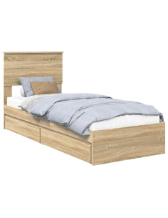 Letto con Contenitore con testiera Rovere Sonoma 75 x 190 cm 2