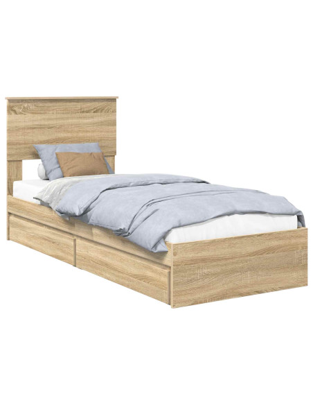Letto con Contenitore con testiera Rovere Sonoma 75 x 190 cm