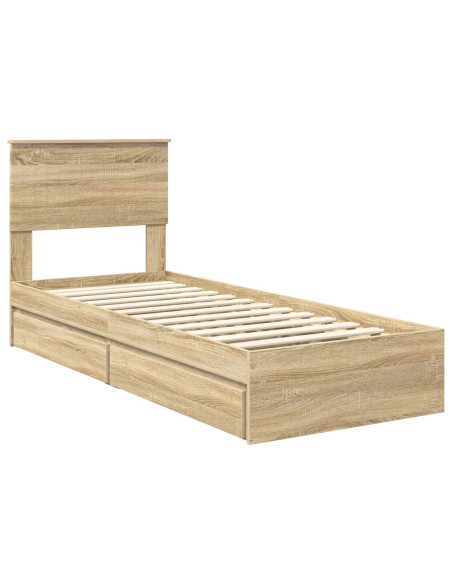 Letto con Contenitore con testiera Rovere Sonoma 75 x 190 cm