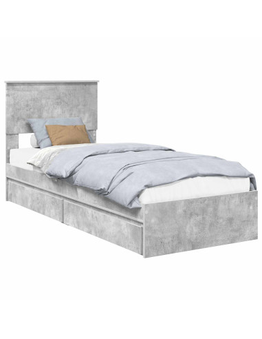 Letto con Contenitore con testiera Grigio cemento 75 x 190 cm