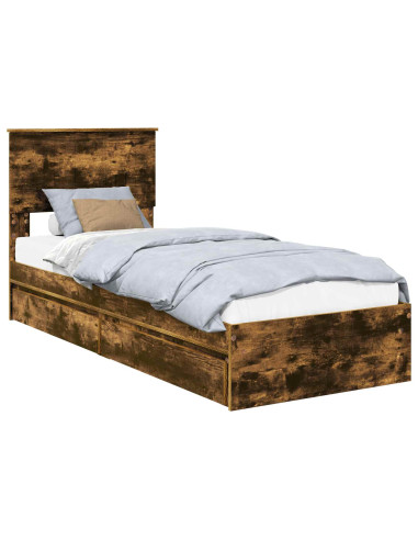 Letto con Contenitore Rovere fumé 75 x 190 cm Legno multistrato
