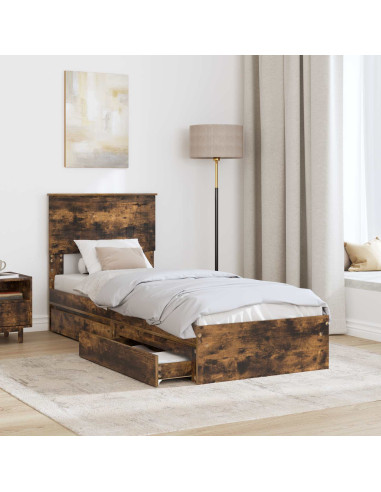 Letto con Contenitore Rovere fumé 75 x 190 cm Legno multistrato