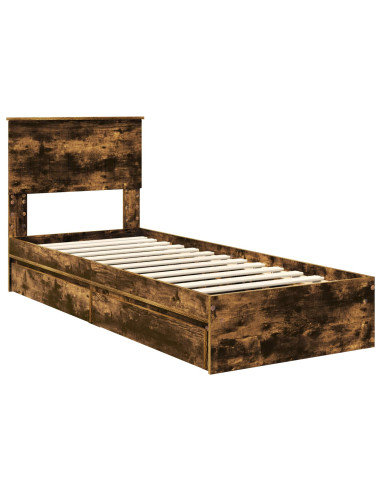 Letto con Contenitore Rovere fumé 75 x 190 cm Legno multistrato