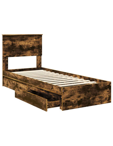Letto con Contenitore Rovere fumé 75 x 190 cm Legno multistrato