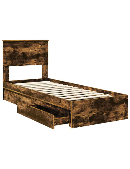 Letto con Contenitore Rovere fumé 75 x 190 cm Legno multistrato