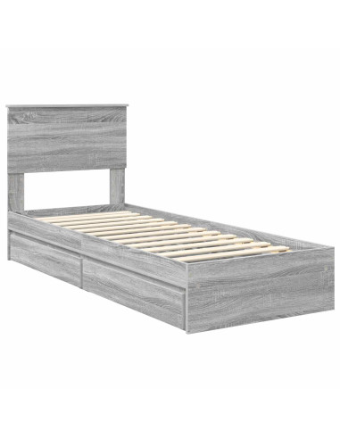 Letto con Contenitore con testiera Grigio Sonoma 75 x 190 cm