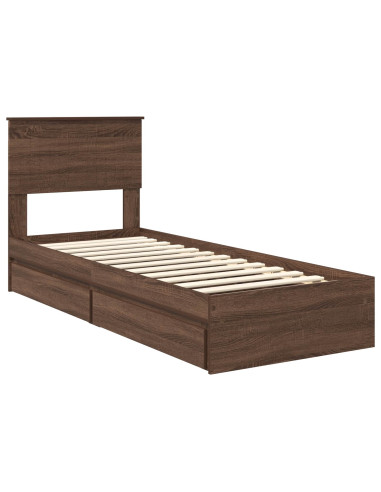 Letto con Contenitore con testiera Rovere Marrone 75 x 190 cm