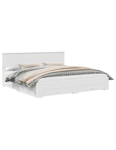 Struttura del letto Bianco 200 x 200 cm Legno multistrato 2