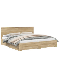 Struttura del letto con testiera Rovere Sonoma 200 x 200 cm 2