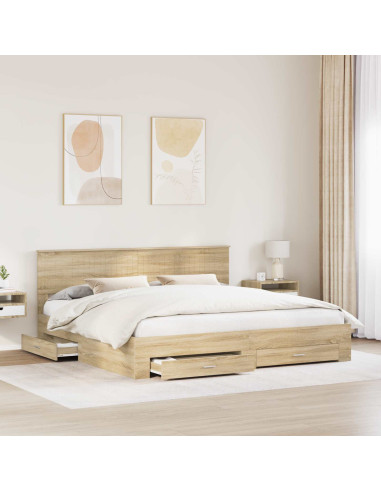 Struttura del letto con testiera Rovere Sonoma 200 x 200 cm