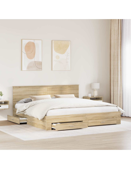 Struttura del letto con testiera Rovere Sonoma 200 x 200 cm