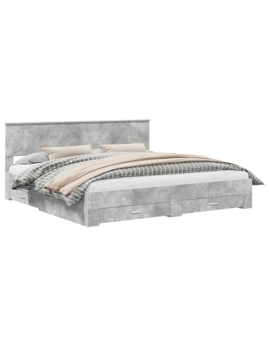 Struttura del letto con testiera Grigio cemento 200 x 200 cm