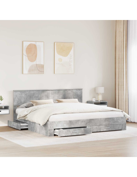 Struttura del letto con testiera Grigio cemento 200 x 200 cm