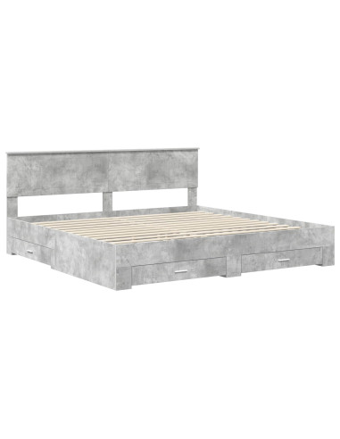 Struttura del letto con testiera Grigio cemento 200 x 200 cm