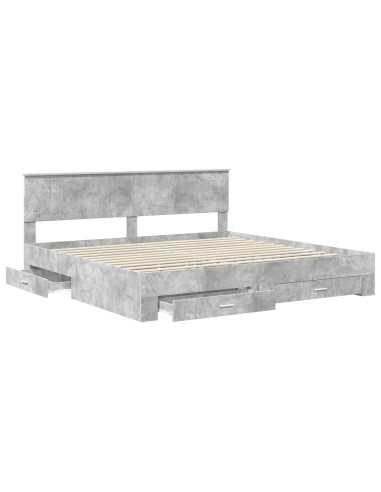 Struttura del letto con testiera Grigio cemento 200 x 200 cm